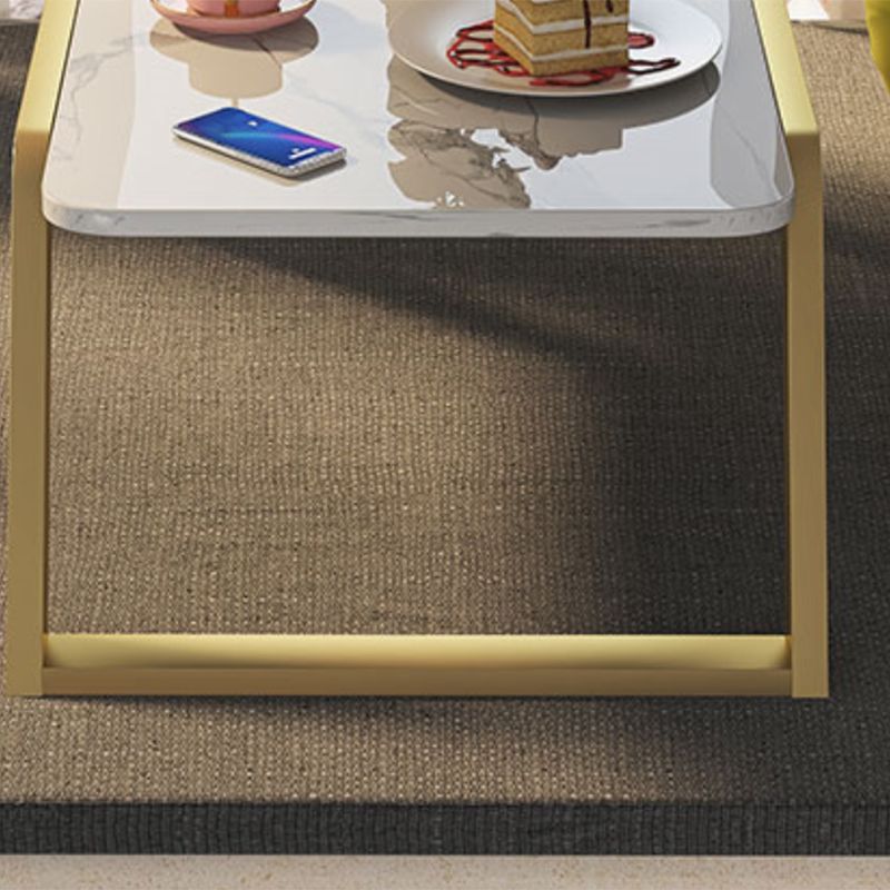 Glam Rectangle Marble Coffee Table with Iron Sled Base 1 Piece Clearhalo 'Coffee & Accent Tables' 'Coffee Tables' 'coffee_tables' 'furn' 'furn_coffee_tables' 'Furniture' 'Living Room Furniture' 1200x1200_17bf0897-fe8f-4315-a17b-e72be32e4a93