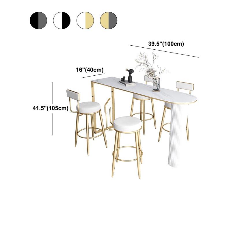 Nordic Style Stone Top Bar Table 42-inch Height Metal Pedestal Bistro Table Clearhalo 'Bar Furniture' 'Bar Tables' 'bar_tables' 'furn' 'furn_bar_tables' 'Furniture' 'Kitchen & Dining Furniture' 1200x1200_17c08353-dc9b-41ce-abe5-2868f1a6d5be