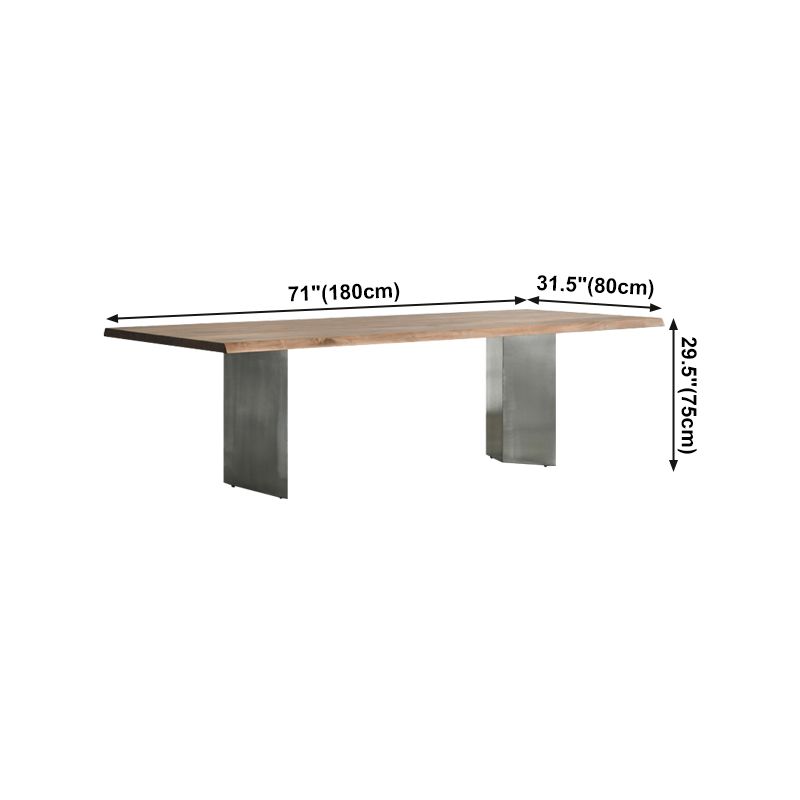 Rectangle Glam Dining Table Solid Wood Brown Fixed Table with Double Pedestal Base Clearhalo ' dining_table' 'Dining Tables & Seating' 'Dining Tables' 'Furniture' 'furniture_dining_table' 'Kitchen & Dining Furniture' 'kitchen&dining_furn' 'kitchen' 'kitchen_dining_table' 1200x1200_17c18924-ce09-4de3-8b28-1809f14aa1f7