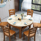 Round Stone Top Dining Table Drop-Leaf Dinner Room Kitchen Table with Wood Base Clearhalo 'Dining Tables & Seating' 'Dining Tables' 'dining_table' 'furn' 'furn_dining_table' 'Furniture' 'Kitchen & Dining Furniture' 1200x1200_17c3ad94-d296-4b32-9380-7068cf2cd7a5