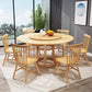 Round Pedestal Casual Dining Table Wood Color Fixed Turntable of Rubberwood Solid Wood Clearhalo ' dining_table' 'Dining Tables & Seating' 'Dining Tables' 'furn' 'furn_dining_table' 'Furniture' 'furniture_dining_table' 'Kitchen & Dining Furniture' 'kitchen&dining_furn' 'kitchen' 'kitchen_dining_table' 1200x1200_17c4e3ec-67e3-4a44-b112-f9de6283f0f3