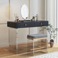 2 Drawers Clear Acrylic Makeup Table Contemporary 17.72" D Vanity Set with Stool & Mirror Clearhalo 'Bedroom Furniture' 'furn' 'furn_makeup_vanities' 'Furniture' 'Makeup Vanities' 'makeup_vanities' 1200x1200_17c5db67-7b6c-4143-baa9-4ce804386162