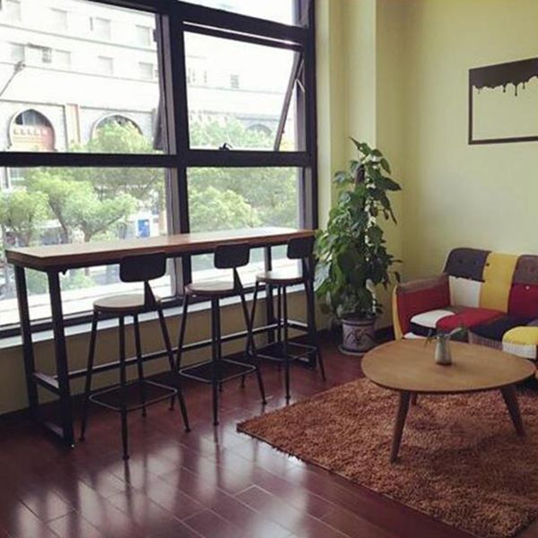 Tavolo da barra in legno in legno in solido marrone in metallo in metallo industriale