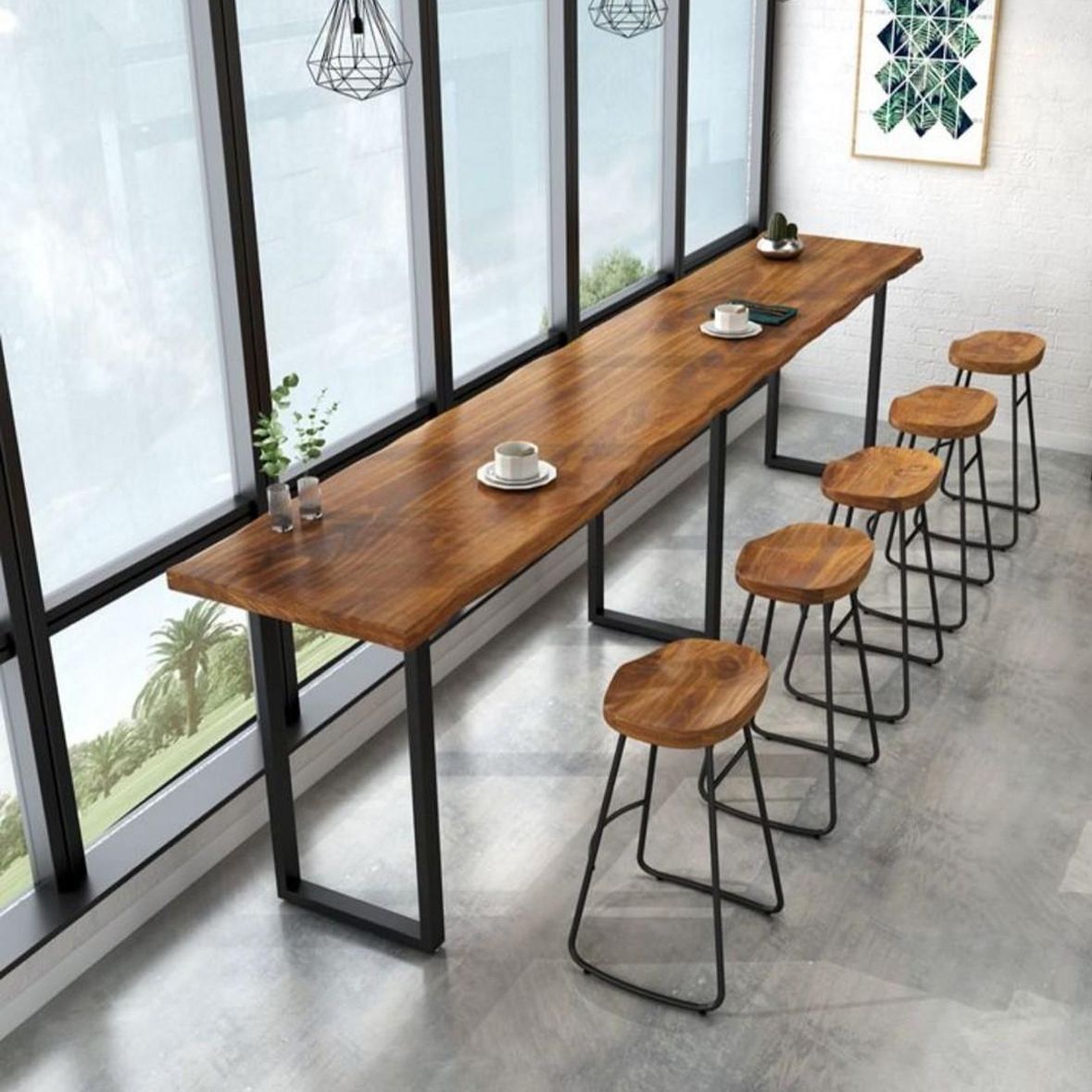 Indoor Rectangle Sled Bistro Accent Dining Table Wood Modern Cocktail Bar Table in Brown Clearhalo 'Bar Furniture' 'Bar Tables' 'bar_tables' 'furn' 'furn_bar_tables' 'Furniture' 'furniture_bar_tables' 'Kitchen & Dining Furniture' 'kitchen&dining_furn' 'kitchen' 1200x1200_17c664f8-5006-48e9-a9c7-bd95f82b2bce