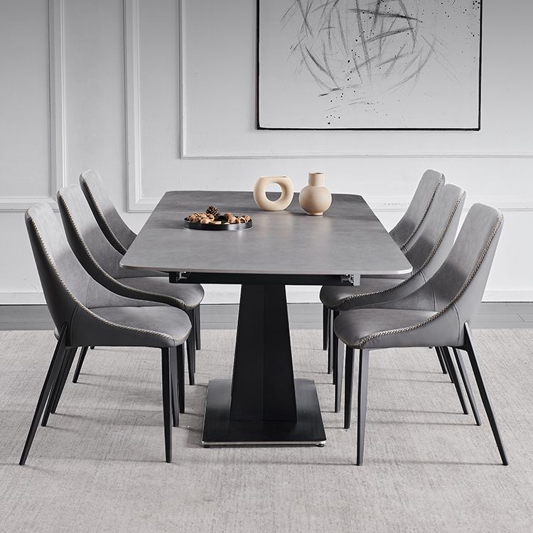 Contemporary Pedestal Dinner Table Stone Dining Table Rectangle for Home Clearhalo ' dining_table' 'Dining Tables & Seating' 'Dining Tables' 'furn' 'furn_dining_table' 'Furniture' 'furniture_dining_table' 'Kitchen & Dining Furniture' 'kitchen&dining_furn' 'kitchen' 'kitchen_dining_table' 1200x1200_17c73b03-0dd3-40c4-81ac-3217ff2fdd36