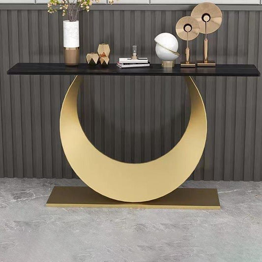 Tavolo da divano console in pietra glam rettangolo console metallica tavola per sala
