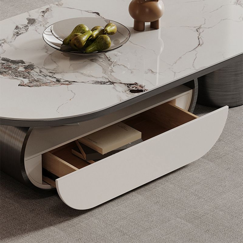 Abstrakter Kaffeetisch -Schiefer -Cocktailtisch mit Lagerschublade und Regal