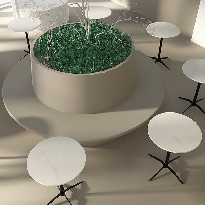 Moderne stenen cocktailtafel met zwarte voetstuk salontafel - 21.7 ''/23.6 ''