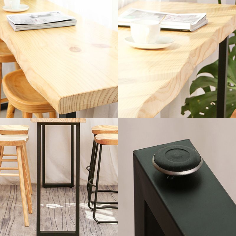 Modern Rectangle Bar Dining Table Wood Sled Bar Height Pub Table with Iron Base Clearhalo 'Bar Furniture' 'Bar Tables' 'bar_tables' 'furn' 'furn_bar_tables' 'Furniture' 'furniture_bar_tables' 'Kitchen & Dining Furniture' 1200x1200_17cb9133-7251-4fed-826c-545b8ce85c87