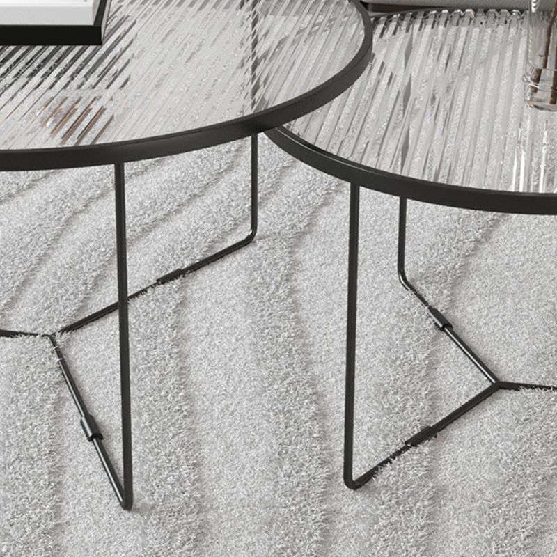 Contemporary Cross Legs Glass Round Metal Nesting Coffee Table Set Clearhalo 'Coffee & Accent Tables' 'Coffee Tables' 'coffee_tables' 'furn' 'furn_coffee_tables' 'Furniture' 'Living Room Furniture' 1200x1200_17cc43c0-ee41-437b-b3df-98702ee1902b