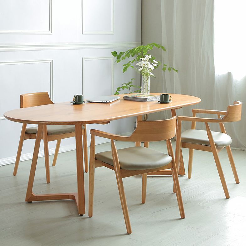 Mesa de cena de estilo contemporáneo Mesa de comedor marrón ovalada para la cena de cocina en casa