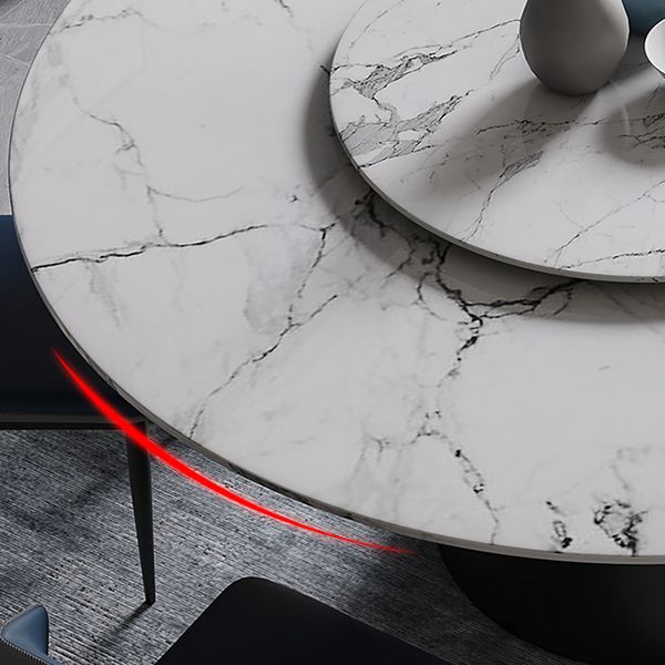 Contemporary Style Marble Table Round Pedestal Base Dining Table with Turntable Clearhalo ' dining_table' 'Dining Tables & Seating' 'Dining Tables' 'furn' 'furn_dining_table' 'Furniture' 'furniture_dining_table' 'Kitchen & Dining Furniture' 'kitchen&dining_furn' 'kitchen' 'kitchen_dining_table' 1200x1200_17d20aba-6860-415e-95c2-68105c8eefb6