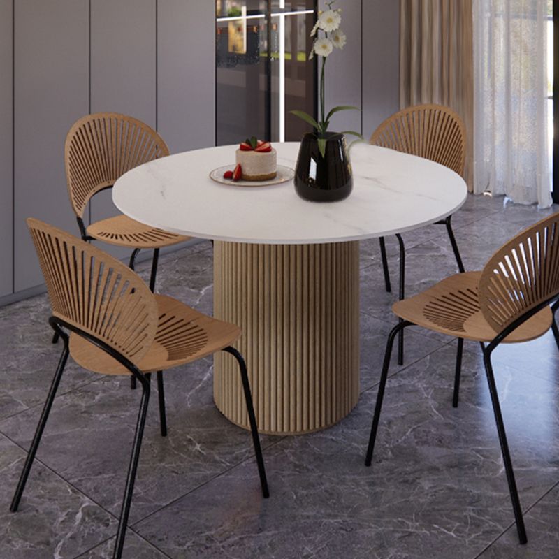 Simple Round Top Dining Table Solid Wood Base Dining Table for Living Room Clearhalo 'Dining Tables & Seating' 'Dining Tables' 'dining_table' 'furn' 'furn_dining_table' 'Furniture' 'furniture_dining_table' 'Kitchen & Dining Furniture' 'kitchen' 'kitchen_dining_table' 1200x1200_17d29a6d-1fc3-4c21-bfb3-75d7366d2f84