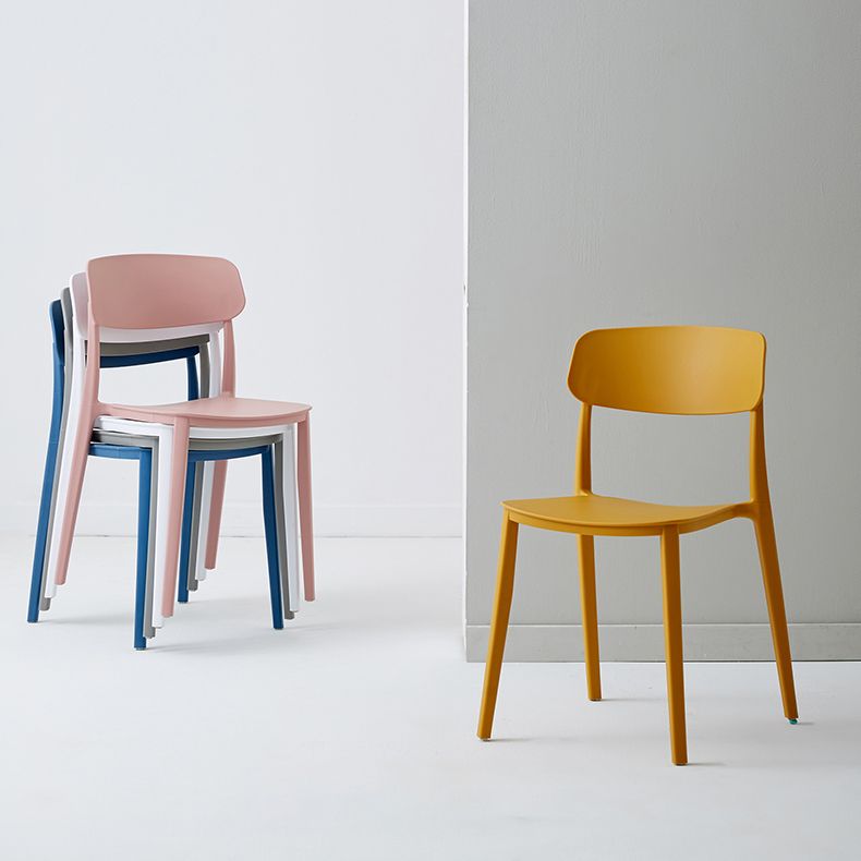 Scandinavian Plastic Restaurant Side Chair Candy Colors Open Back Dining Chair Clearhalo ' kitchen&dining_furn' 'Dining Chairs' 'Dining Tables & Seating' 'dining_chair' 'furn' 'furn_dining_chair' 'Furniture' 'furniture_dining_chair' 'Kitchen & Dining Furniture' 'kitchen' 1200x1200_17d3ec3e-a7d9-4781-8988-b899062dea7b