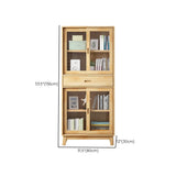 Contemporary Shelf Bookcase Pine Bookshelf with Doors for Living Room