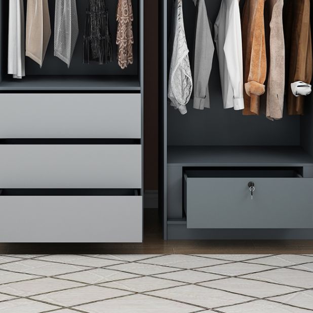 Graue Holzgarderobe Rettungshalle mit weichen Schubladen mit weicher Naher