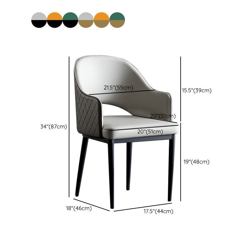 Silla de comedor de espalda abierta sillas laterales de comedor de cuero moderno