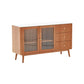 Stone Top Sideboard Modern Cherry Wood with Glass Door in Teak Clearhalo 'buffet_sideboard' 'Buffets & Sideboards' 'furn' 'furn_buffet_sideboard' 'Furniture' 'Kitchen & Dining Furniture' 1200x1200_17d8bccb-ba85-41a0-9916-36c5977e59f6
