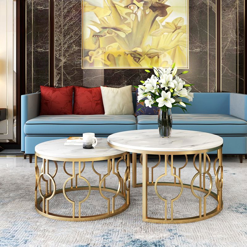 Slate White Coffee Table Frame 2 Piece Nesting Tables for Living Room Clearhalo 'Coffee & Accent Tables' 'Coffee Tables' 'coffee_tables' 'furn' 'furn_coffee_tables' 'Furniture' 'Living Room Furniture' 1200x1200_17dab9d7-01a3-4bbb-83a2-291adb749a2c