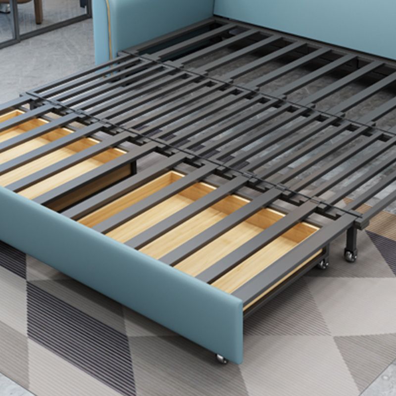 32.67 "Alto Faux Leather Sleeper Nordic Styled Sofa Bed in Blue