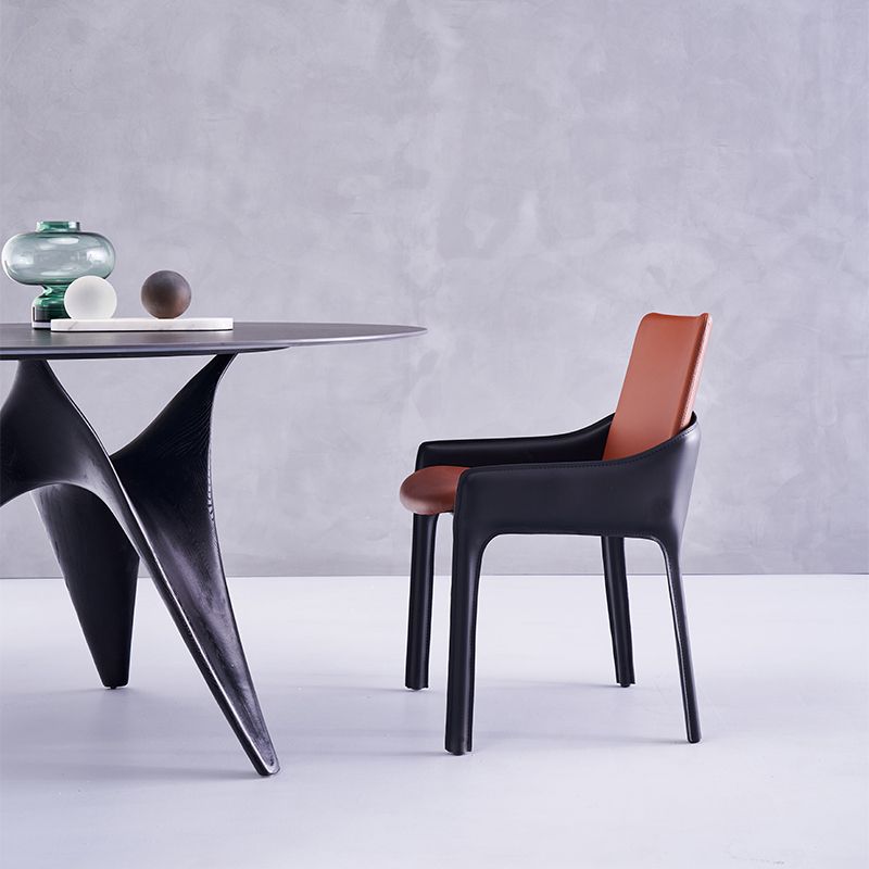 Modern Metal Dining Chair Leather Arm Dining Room Chair for Home Use Clearhalo ' kitchen&dining_furn' 'Dining Chairs' 'Dining Tables & Seating' 'dining_chair' 'furn' 'furn_dining_chair' 'Furniture' 'furniture_dining_chair' 'Kitchen & Dining Furniture' 'kitchen' 1200x1200_17dbf663-f9e7-47ec-99e3-10a527de09f5