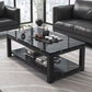 Glam Frame Salontafel Leisteen Cocktailtafel met Opbergplank voor Woonkamer