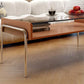 Contemporary Glass Top Coffee Table in Rectangle with 1 Shelf and 4 Legs