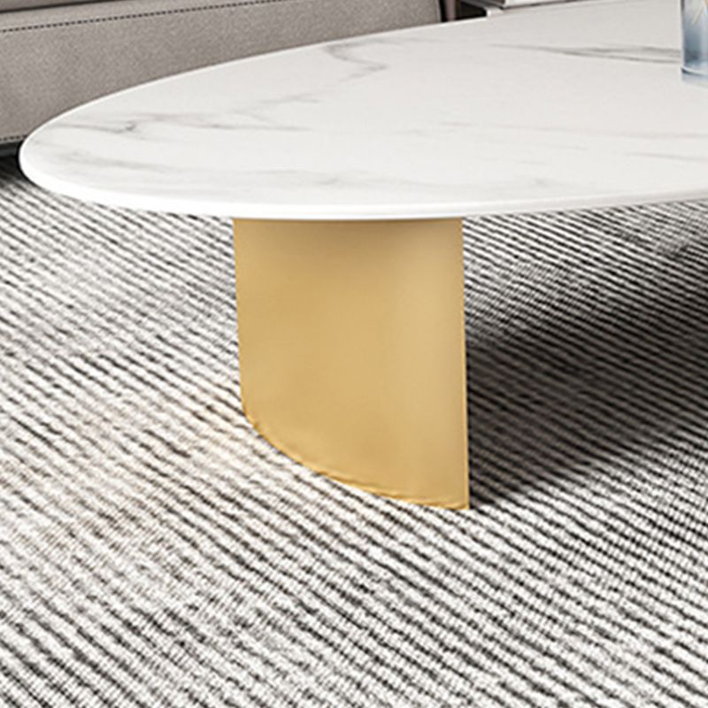Oval Slate Coffee Table Glam 2 Legs Coffee Cocktail Table, 15.74" High Clearhalo 'Coffee & Accent Tables' 'Coffee Tables' 'coffee_tables' 'furn' 'furn_coffee_tables' 'Furniture' 'Living Room Furniture' 1200x1200_17ddb953-2b8f-4b20-baab-3805dd7a635d