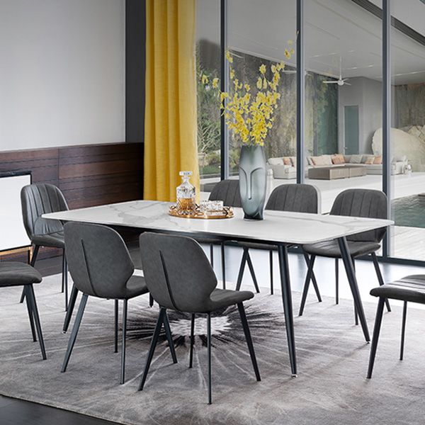 Metal Industrial Rectangle Dining Table Sintered Stone Table with 4 Black Legs Clearhalo ' dining_table' 'Dining Tables & Seating' 'Dining Tables' 'furn' 'furn_dining_table' 'Furniture' 'furniture_dining_table' 'Kitchen & Dining Furniture' 'kitchen&dining_furn' 'kitchen' 'kitchen_dining_table' 1200x1200_17dde74f-eacb-4d81-a9a0-f00bbcb8b42a