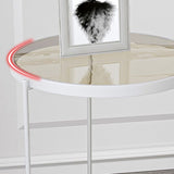 Modern 23.62" Tall Iron Frame End Table Round Glass Top Side Table with Shelf