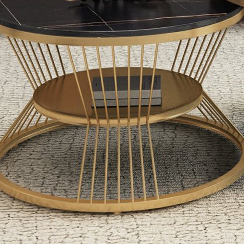 Round Slate Coffee Table Glam Nesting Coffee Table Set with Storage Shelf Clearhalo 'Coffee & Accent Tables' 'Coffee Tables' 'coffee_tables' 'furn' 'furn_coffee_tables' 'Furniture' 'Living Room Furniture' 1200x1200_17df8022-8c83-4aff-97c3-8531a895f623