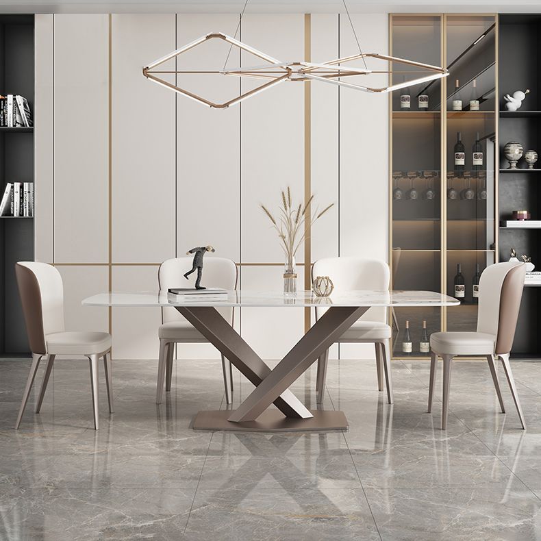 Metal Traditional Luxury Rectangle Table Sintered Stone Dining Table for Kitchen and Dining Room Clearhalo ' dining_table' 'Dining Tables & Seating' 'Dining Tables' 'furn' 'furn_dining_table' 'Furniture' 'furniture_dining_table' 'Kitchen & Dining Furniture' 'kitchen&dining_furn' 'kitchen' 'kitchen_dining_table' 1200x1200_17e06675-a44e-4293-a525-46fd91c374f8