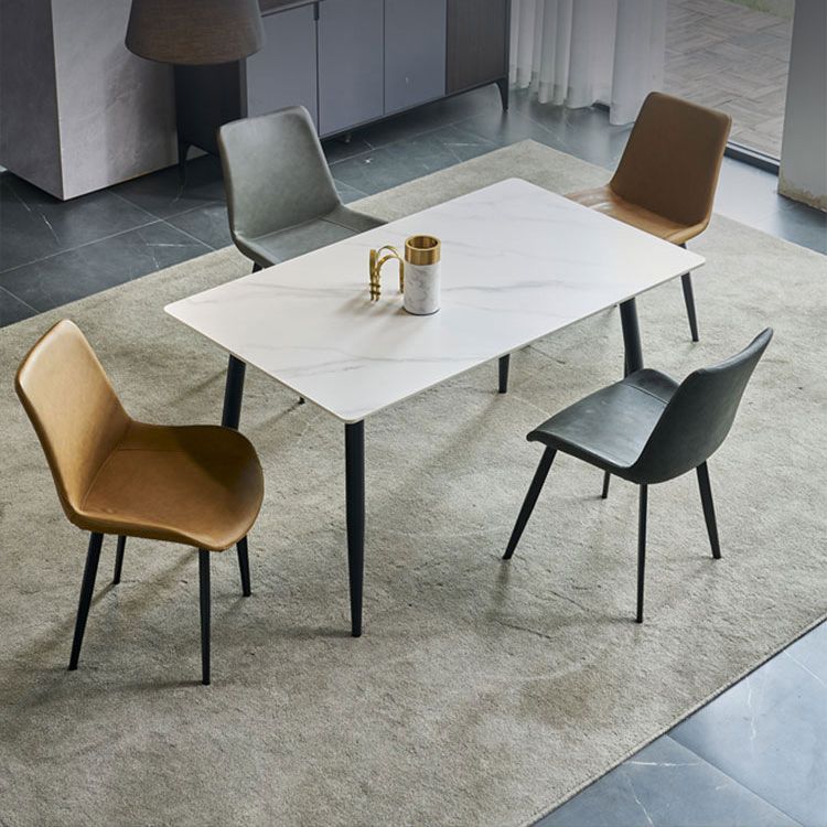 Metal Modern Rectangle Table Sintered Stone Table for Kitchen and Dining Room Clearhalo ' dining_table' 'Dining Tables & Seating' 'Dining Tables' 'furn' 'furn_dining_table' 'Furniture' 'furniture_dining_table' 'Kitchen & Dining Furniture' 'kitchen&dining_furn' 'kitchen' 'kitchen_dining_table' 1200x1200_17e37c72-1bf3-4881-87d0-7e98eb1cbd20