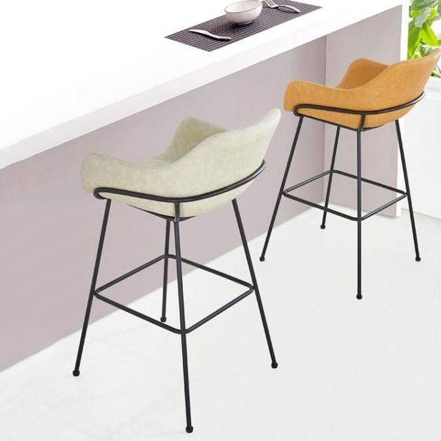 Scandinavian Faux Leather Upholstered Counter Stool with 4 Legs in Matte Finish for Home Clearhalo 'Bar Furniture' 'Bar Stools' 'bar_stools' 'furn' 'furn_bar_stools' 'Furniture' 'Kitchen & Dining Furniture' 1200x1200_17e50d5c-1073-4c49-a97c-d32130210698