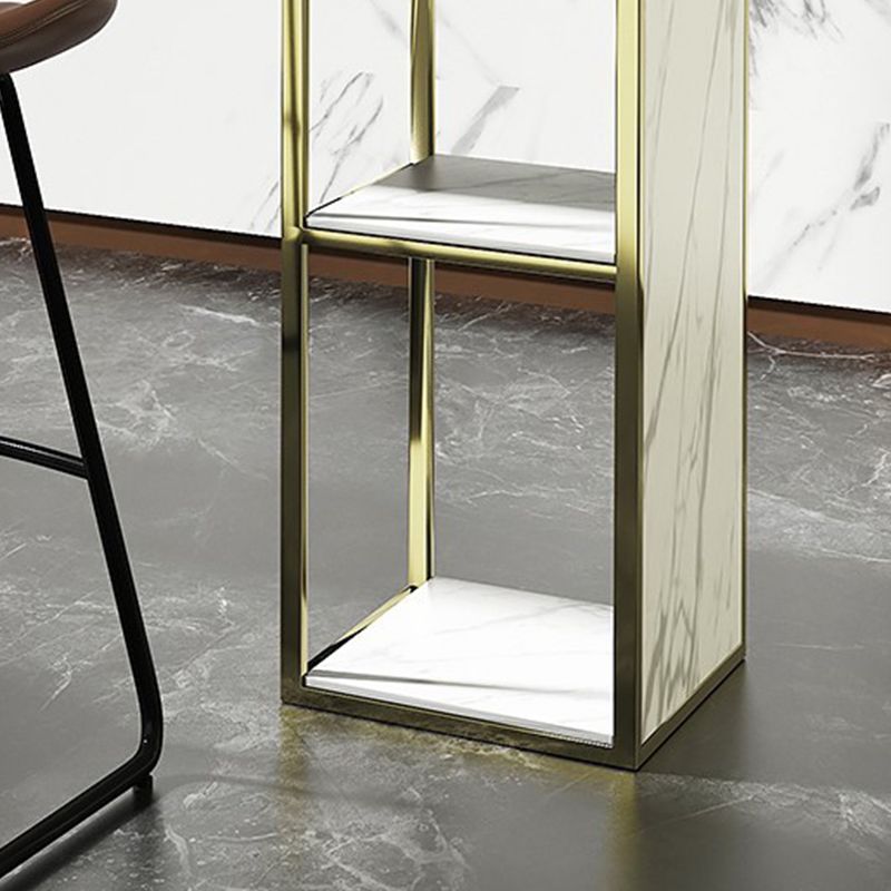Mesa de bar rectangular Glam, mesa de pedestal doble de mármol sintético con almacenamiento
