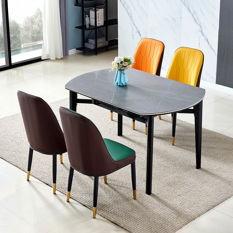 Contemporary Style Round 51.2'' Dining Site Table Stone Drop-Leaf Dining Room Furniture Clearhalo ' dining_table' 'Dining Tables & Seating' 'Dining Tables' 'furn' 'furn_dining_table' 'Furniture' 'furniture_dining_table' 'Kitchen & Dining Furniture' 'kitchen&dining_furn' 'kitchen' 'kitchen_dining_table' 1200x1200_17e5cb29-35d0-4f62-abf7-7f6859d16c78