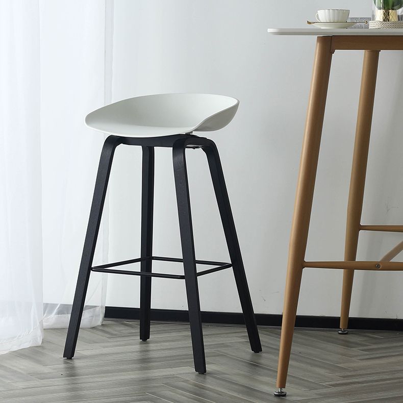 Contemporary Simple Counter Stools 30-inch Indoor Wood Legs Bar Stool with Plastic Seat Clearhalo 'Bar Furniture' 'Bar Stools' 'bar_stools' 'furn' 'furn_bar_stools' 'furniture_bar_stools' 'Kitchen & Dining Furniture' 'kitchen&dining_furn' 'kitchen' 'kitchen_furn' Furniture' 1200x1200_17e68e4b-38d7-428e-a30f-bdf5aa5b6dd0