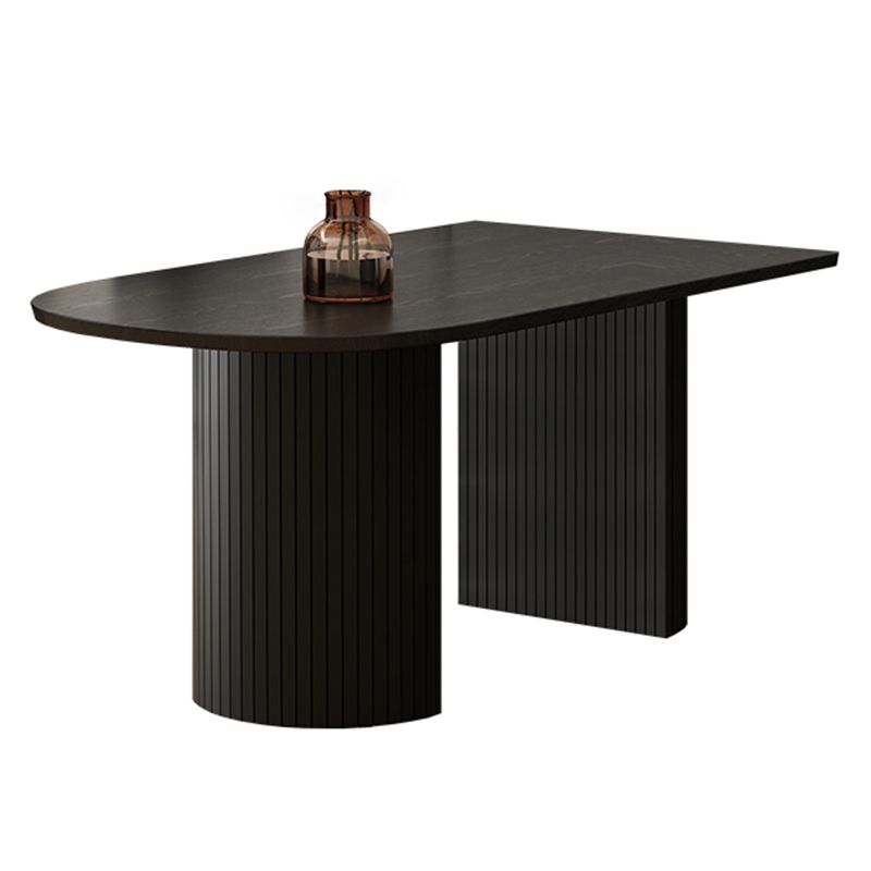 Black Tone Dining Table Simplicity Style Double Pedestal Table for Dining Room Clearhalo ' dining_table' 'Dining Tables & Seating' 'Dining Tables' 'furn' 'furn_dining_table' 'Furniture' 'furniture_dining_table' 'Kitchen & Dining Furniture' 'kitchen&dining_furn' 'kitchen' 'kitchen_dining_table' 1200x1200_17e88477-773c-4633-ae6e-a680a962baa6