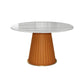 Table à manger ronde contemporaine, plateau en pierre frittée blanche, guéridon pour la maison