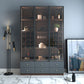 Scandinavian Faux Wood Storage Cabinet Black Glass Doors Display Cabinet for Bedroom Clearhalo 'Display & China Cabinets' 'display_china_cabinets' 'furn' 'furn_display_china_cabinets' 'Furniture' 'Kitchen & Dining Furniture' 1200x1200_17eaca17-dea8-464e-aeed-62a8a3969702