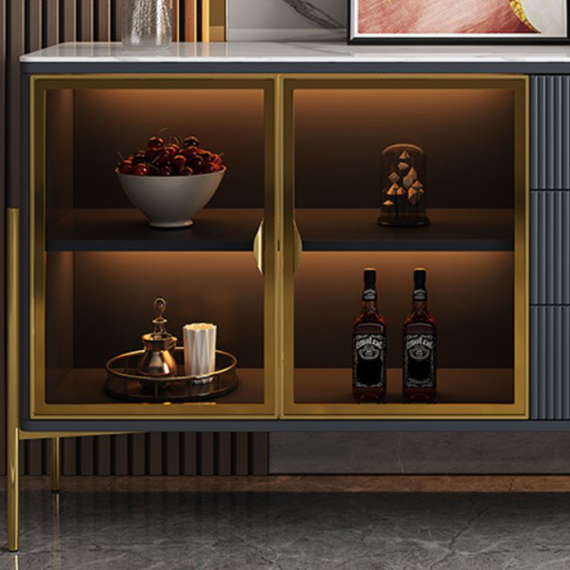 Buffet de restauration glamour avec tiroirs en bois et serveur de restauration en bois d'ingénierie