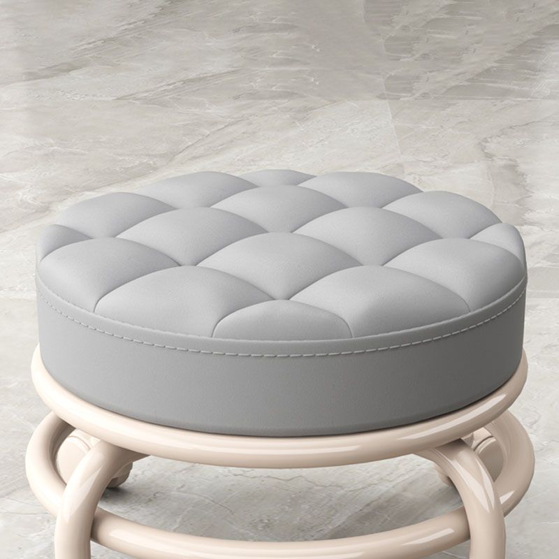 Stain Resistant Ottoman Solid PU Leather Tufted Round Ottoman with Wheels Clearhalo 'furn' 'furn_ottomans_poufs' 'Furniture' 'Living Room Furniture' 'Ottomans & Poufs' 'ottomans_poufs' 1200x1200_17ec7e2d-1249-40d1-bc62-430fc5350e8b