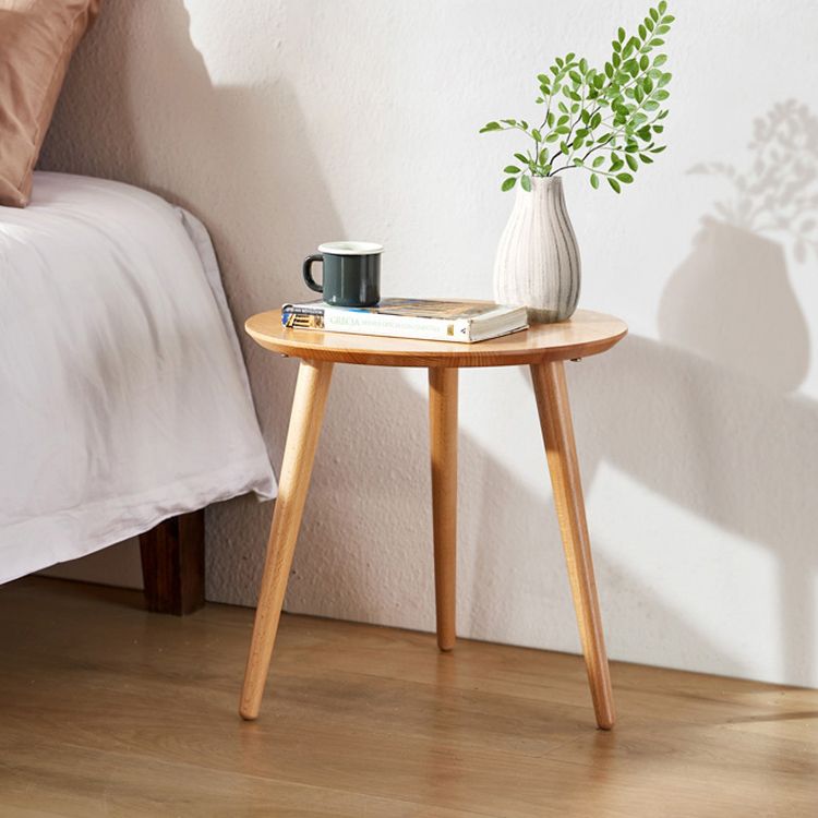 Modern Wood Round Side Table 4 Legs End Table in Natural/White Clearhalo 'Coffee & Accent Tables' 'End & Side Tables' 'end_side_table' 'end_side_tables' 'furn' 'furn_end_side_tables' 'Furniture' 'furniture_end_side_table' 'Living Room Furniture' 1200x1200_17edbdf9-30af-44f0-99b8-f8b1a27c6e58