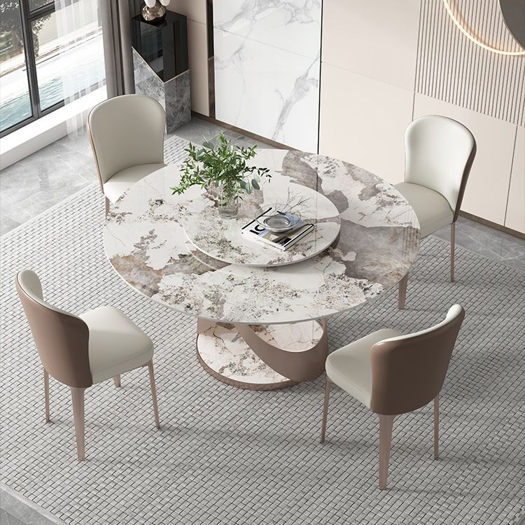Ensemble de table à manger ronde moderne 1/2/5/9 pièces avec plateau en pierre frittée