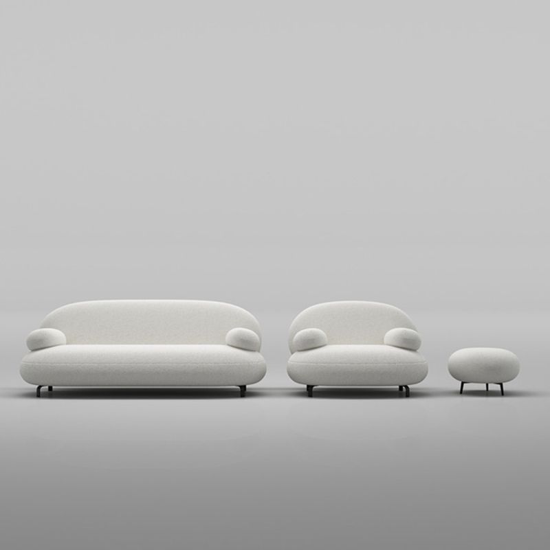 Contemporary 27.5" H White Wool Pillow Top Arm Sofa For Living Room