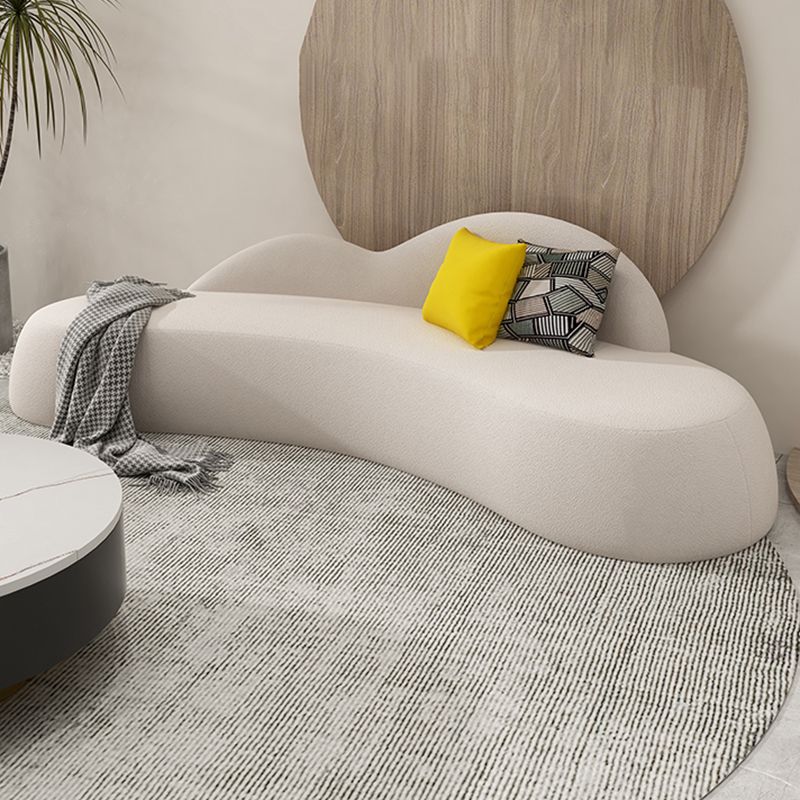 White Wool Curved Sofa Modern Armless Sofa with Tight Back for Living Room