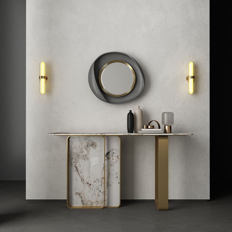 Tavolino console rettangolare moderna Tabella di divano console in oro e bianco