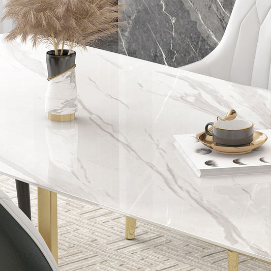 1/4/5/7ピース豪華な長方形のダイニングセット焼結ストーントップダイナーテーブルセット