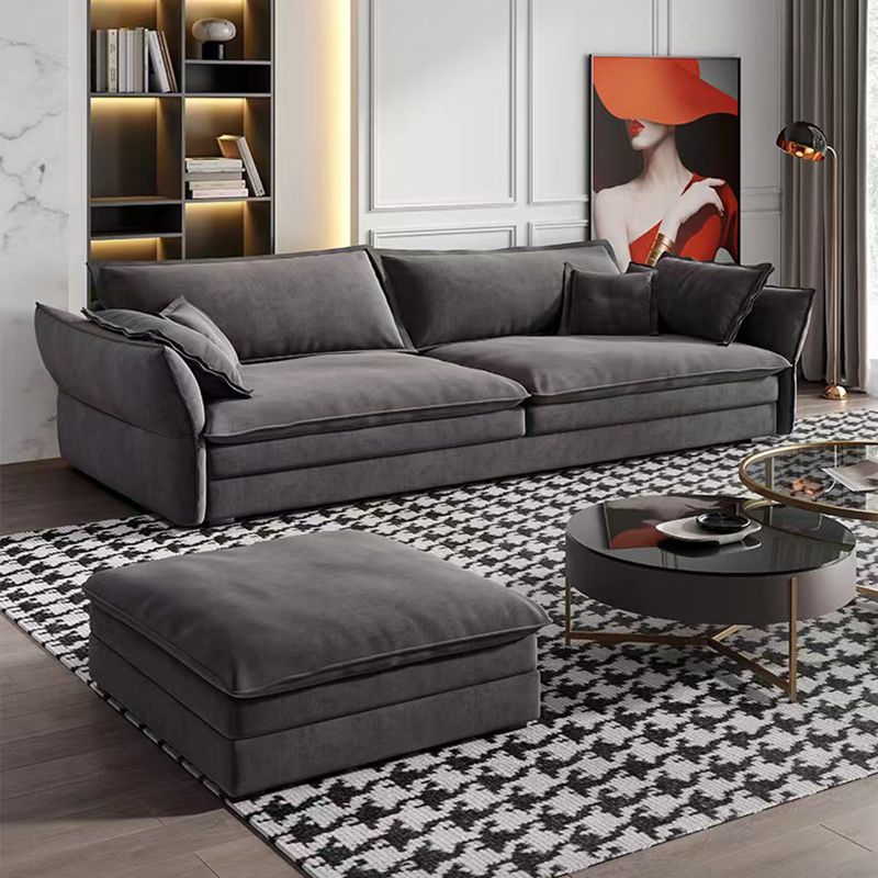Contemporary Cushions Sofa & Chaise Loose Back Flared Arm Sofa