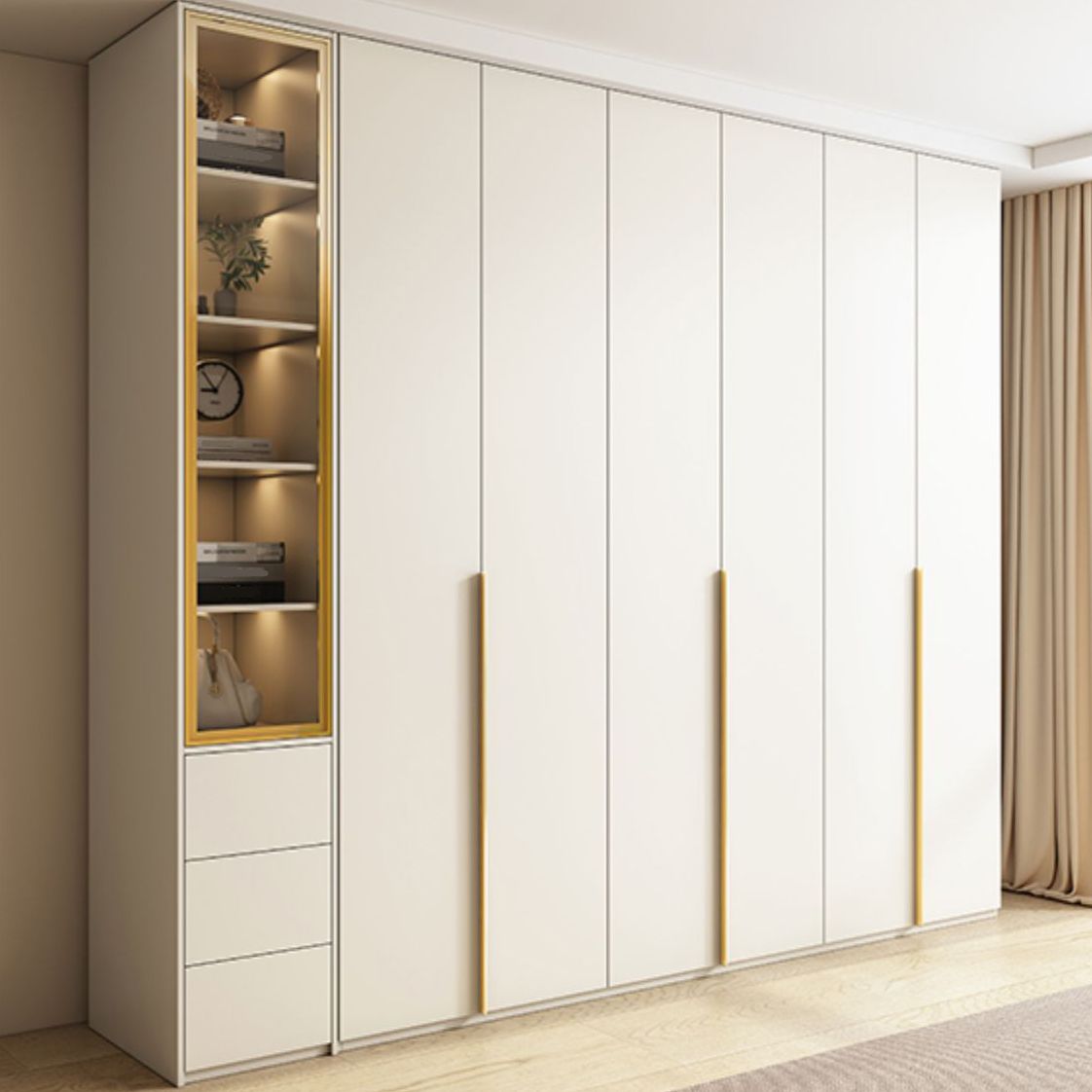 Modern Artificial Wood Wardrobe Freestanding Wardrobe in White Clearhalo 'Armoires & Wardrobes' 'armoires_wardrobes' 'Bedroom Furniture' 'furn' 'furn_armoires_wardrobes' 'Furniture' 1200x1200_17fc7d13-5494-4428-8060-0d2b2488353a